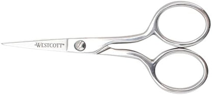 Westcott 4in Forged Paper and Fabric Scissors, Precision Scissors for Embroidery Detail, Sewing and Crafts
