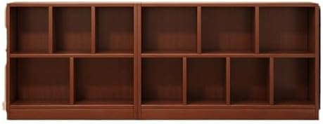 Lumber Organizer Shelf 3/4 Shelves, Lateral Filing or Vertical, Closed Back Floor-standing Bookshelf Rack Bookcase Cabinet Tiered Shelf Grid Storage Unit Dark Walnut 31.5"L x 9.4"W x 31.5"H