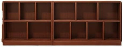 Lumber Organizer Shelf 3/4 Shelves, Lateral Filing or Vertical, Closed Back Floor-standing Bookshelf Rack Bookcase Cabinet Tiered Shelf Grid Storage Unit Dark Walnut 31.5"L x 9.4"W x 31.5"H