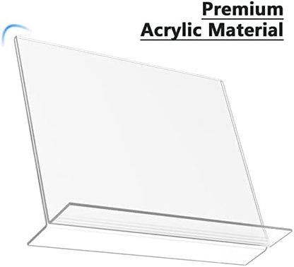 MaxGear Acrylic Sign Holder 8.5x11 Horizontal 6 Pack, Double-Sided Display
