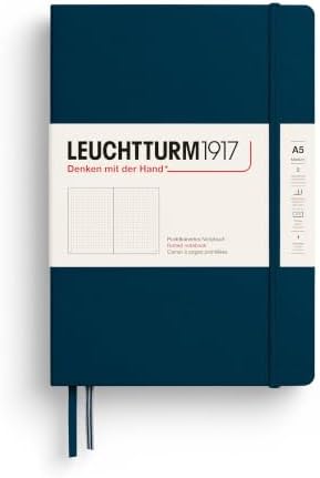 LEUCHTTURM1917 - Notebook Hardcover Medium A5-251 Numbered Pages for Writing and Journaling - Thinking Ahead (Dotted Paper, Deep Sea)