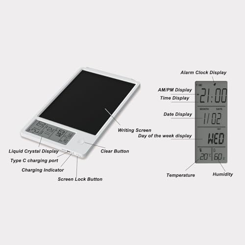 Electronic LCD Writing Tablet, 10.24 x 6.3 x 0.39in Electronic Digital Writing Board, HD LCD Display Erasable Drawing Doodle Board,Writing Board Calendar Office Memo Message