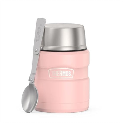THERMOS Stainless King Food Jar with Spoon, 16oz, Matte Pink