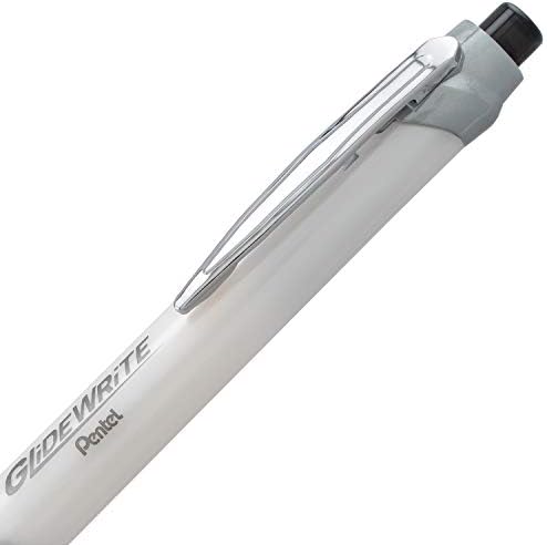 Pentel Glidewrite Signature Ballpoint Pen, Pearl White Barrel, (1.0mm) Medium Line, Black Ink, 12 Pens (BX930W-A)