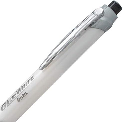 Pentel Glidewrite Signature Ballpoint Pen, Pearl White Barrel, (1.0mm) Medium Line, Black Ink, 12 Pens (BX930W-A)