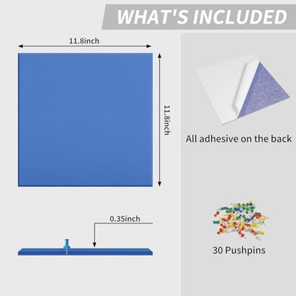 48" x 24" Cork Board Alternative, 8 Pack Felt Bulletin Board Tiles with 30 Adhesive Tabs Wall Push Pin Board for Office Classroom Bedroom Decor