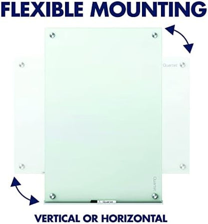 Quartet Whiteboard, Glass Dry Erase Board, Magnetic, 6' x 4', Infinity Frameless Mounting, White Surface, Accessory Tray, 1 Dry Erase Marker and 2 Glass Board Magnets (G7248W)