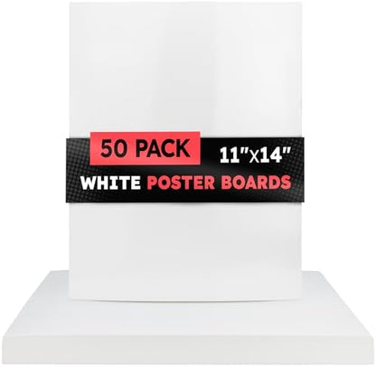 Hygloss White Poster Board 11 x 14-50 Count Bulk Pack, 10 Pt. Thickness