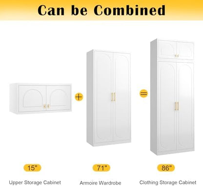 SteeLoong Metal Wardrobe Cabinet,Armoire Wardrobe Closet with Hanging Rod