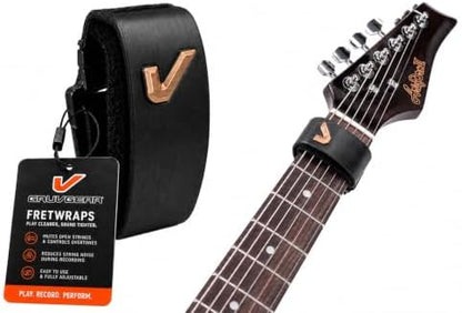 Gruv Gear Fret Wrap & Guitar Mute, Fretwrap for Acoustic, Electric & Bass | String Dampener Recording, Tapping & Practice Accessory (1 Pack, Medium Black and Bronze, Fits 5 String Bass, 7 String