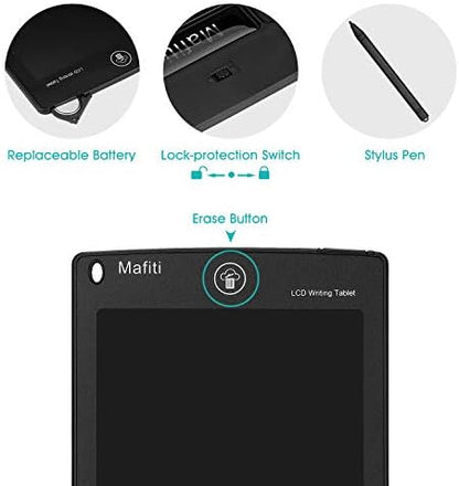 Mafiti LCD Writing Tablet 8.5 Inch Electronic Writing Drawing Pad Portable Doodle Board Gifts for Kids Office Memo Home Whiteboard Black