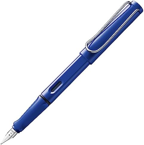 LAMY safari blue - Fountain Pen with ergonomic grip & polished steel nib in size F - ideal for any Writing & Calligraphy - including LAMY T 10 blue cartridge - Right-Handed