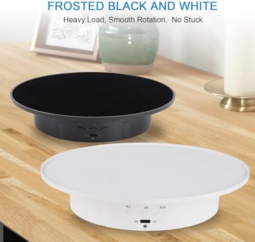 Motorized Rotating Display Stand, 360 Degree Electric Rotating Turntable with Velvet Top, 7.87inch /17.6lbs Load Automatic Mute Lazy Susan for Photography Products Jewelry 3D Model, White Stand