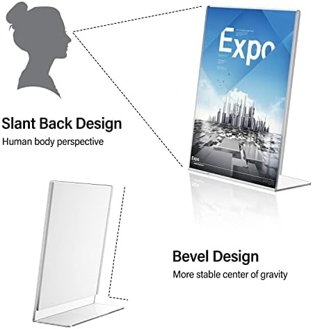 Relx Acrylic Sign Holder 8.5 x 11, Acrylic Display Stand for Display, Slant Back Clear Frames Plastic Sign Holder for Store, Restaurant (6 Pack)