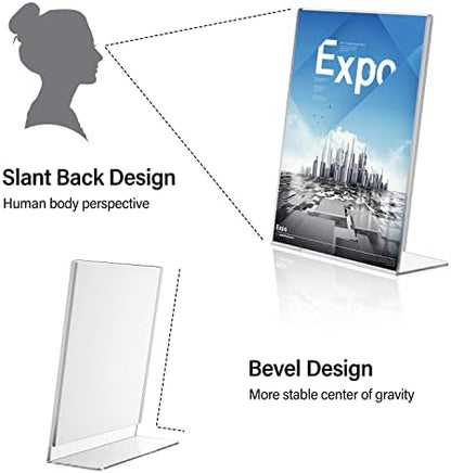 Relx Acrylic Sign Holder 8.5 x 11, Acrylic Display Stand for Display, Slant Back Clear Frames Plastic Sign Holder for Store, Restaurant (6 Pack)