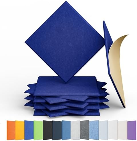 12 Pack Square Acoustic Panels Self Adhesive Sound Proof Foam(Telecom Blue)