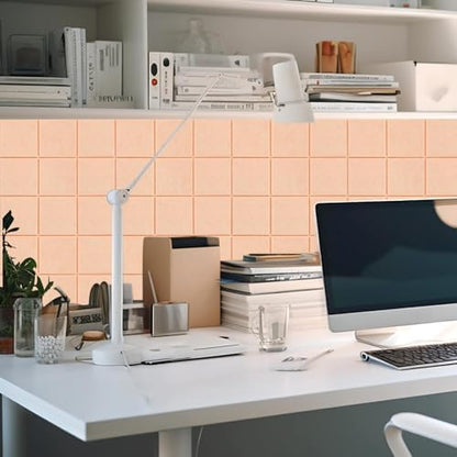Honoson 12 Pack Felt Bulletin Board Tiles with Safe Adhesive, Light Pink