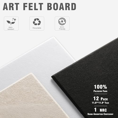48"x36" Felt Corkboard Bulletin Board,TSJ OFFICE,12 Pack for Wall,Black