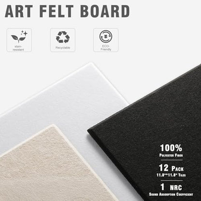 48"x36" Felt Corkboard Bulletin Board,TSJ OFFICE,12 Pack for Wall,Black