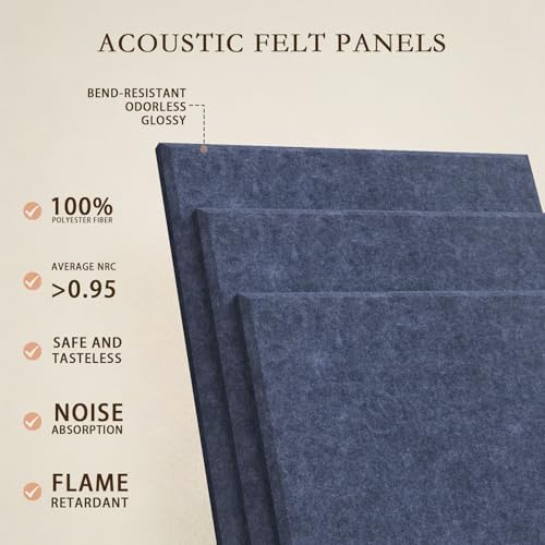JBER Large Cork Board Alternative 72" x 48" - 24 Pack Self-Adhesive Felt Bulletin Board Tiles, Pin Board Vision Board for Walls, Office & Home Decor(Starlight Blue)