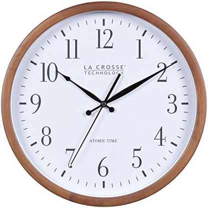 La Crosse Technology Atomic Analog Wall Clock, Wood, 12.80" (404-50447)