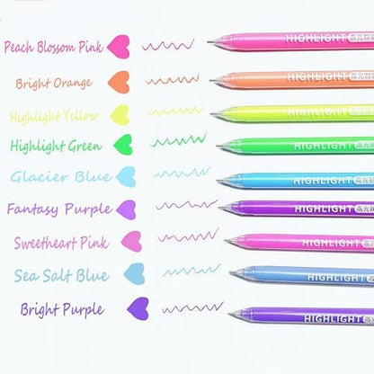 9 Colored Gel Pens Set, 0.6mm Fine Point for Black Paper & White Paper, Pens for Journaling, Adult Coloring Books, Bible, Drawing, Note Taking, Art & Journaling Supplies (Highlights Color)