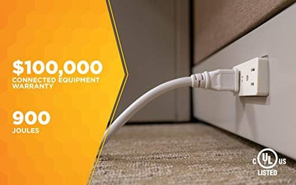 Southwire Woods Surge Protector Power Strip - 900J Overload Protection - 3 Foot Cord - UL Listed Surge Protector - Built-In Circuit Breaker - White - 6 Outlets