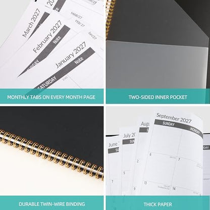 2027-2031 Monthly Planner, 5 Year Monthly Planner/Calendar 20276-2031, 60-Month Jan 2027 – Dec 2031, 9" x 11", Tabs, Double-Side Pocket, Holidays, Thick Paper, Polypropylene Cover - Black
