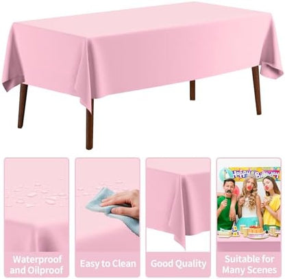 CXPSINC 54 Inch X 100 Feet Plastic Table Cover Roll Disposable Tablecloth with Slide Cutter for All Type/Shape Tables | Party, Banquet, Birthdays, Weddings(Pink, 100 Feet)