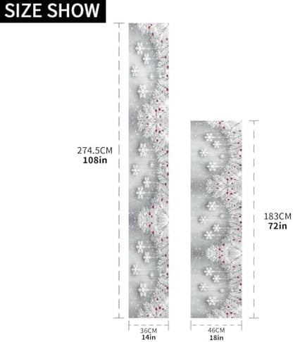 ALAZA Double-Sided Silver Christmas Tree Snowflake Table Runner 18x72 Inches Long,Table Cloth Runner for Wedding Birthday Party Kitchen Dining Home Everyday Decor