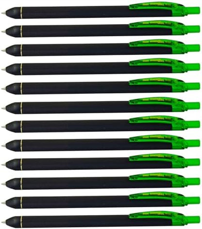 Pentel EnerGel Kuro Liquid Gel Pen, (0.7mm) Medium line, Lime Green Ink, 12 Pack (BL437R1-K)