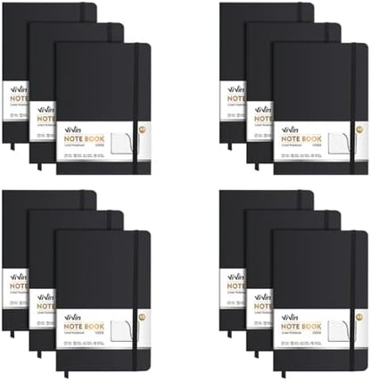 ViVin 12 Pack A5 Hardcover Lined Notebook,192 pg College Ruled 5.5x8.3