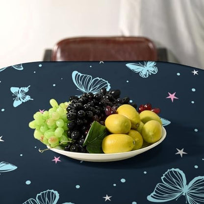 Blue Butterfly Tablecloth, Cartoon Colorful Butterfly Pink Starry Sky Star Print Tablecloth for Camping Indoor Outdoor Decor 60x120in