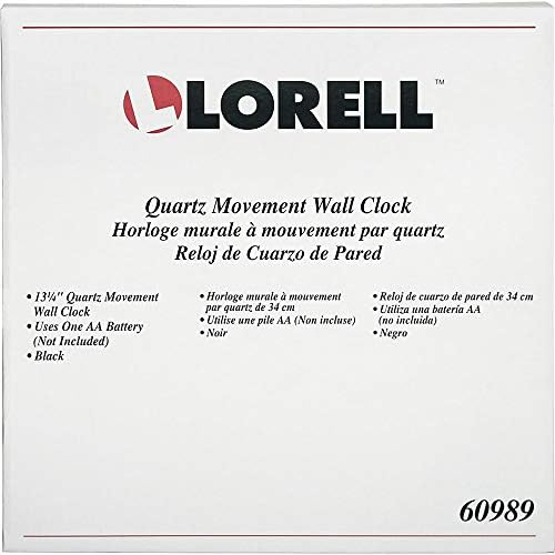 Lorell Wall Clock with Arabic Numerals, 13-1/4-Inch, Black Frame
