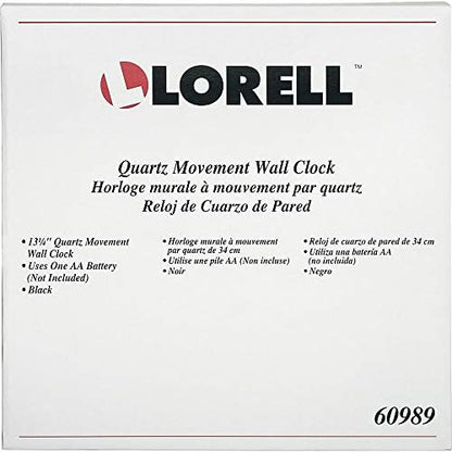 Lorell Wall Clock with Arabic Numerals, 13-1/4-Inch, Black Frame