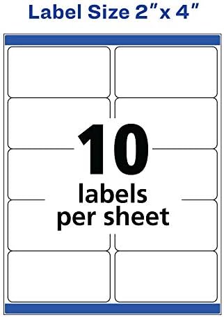 Avery Printable Shipping Labels, Sure Feed Technology, 2" x 4", White, 500 Blank Mailing Labels (8363)
