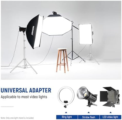NEEWER 2Pcs 9.2ft Stainless Steel Light Stands, Spring Cushioned Heavy Duty Photography Tripod Stand with 1/4"-3/8" Adapter for Strobe Video Ring Light Monolight Softbox, 22lb Max Load, ST-280SS