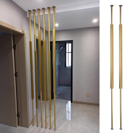 Room Divider Floor to Ceiling Room Dividers Pole - 2 Pieces, Gold Doorway Hotel Cubicle Cubicle Decor, DIY Separator Partition Bars with All Accessories(230cm/90.6in/7.5ft)
