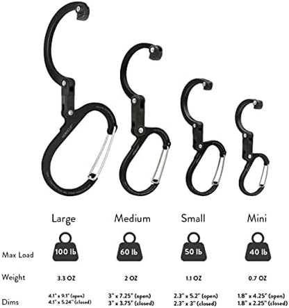 GEAR AID HEROCLIP 360° Swivel Carabiner Gear Clip and Hook (Medium) for Camping, Backpack, Suitcases and Garage Organization