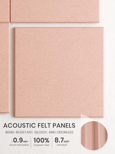Bumusty 48"x 36" Large Felt Bulletin Board Tiles, Pink