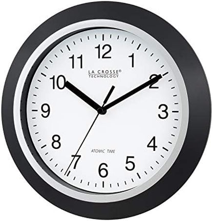 La Crosse Technology WT-3102B 10-Inch WWVB Self-set Analog Wall Clock and automatic DST reset,Black/silver
