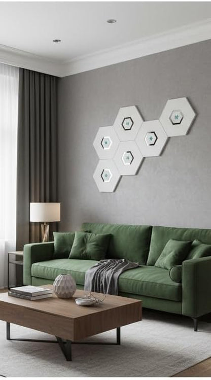 Decorative Wall Acoustic Panel. 12 x 10 x 0.4 inches with an artisan mirror design (Floral-Blue)