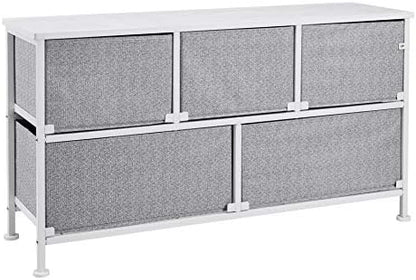 Amazon Basics Extra Wide Fabric 5-Drawer Storage Organizer Unit for Bedroom Closet, White