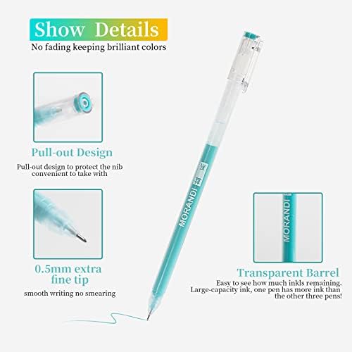 9 Colored Gel Pens Set, 0.6mm Fine Point for Black Paper & White Paper, Pens for Journaling, Adult Coloring Books, Bible, Drawing, Note Taking, Art & Journaling Supplies(Morandi-Grim Color)