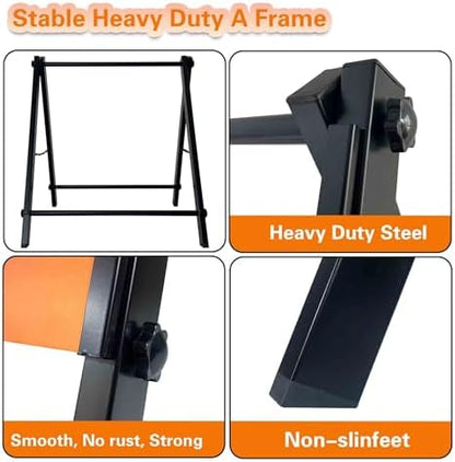 24”x36" Premium Heavy-Duty A-Frame Sign Stand – Holds 2 Insert Boards + 1 Hanging Sign | Weatherproof Sidewalk Sign Holder for Business, Real Estate, Restaurants & Events (STAND ONLY) (8)
