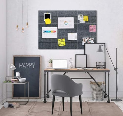Large Cork Board Felt Board Tiles for Walls with 30 Push Pins, 11.8"x11.8" Pack of 6 Pin Board Notice Boards for Home Office Kitchen, Bulletin Board Wall Tiles for Photos Memos