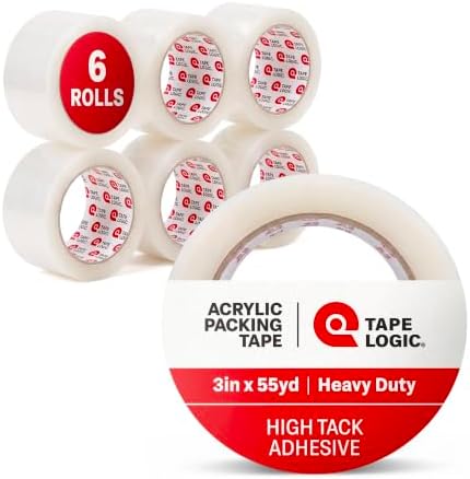 Tape Logic Packing Tape (6-Rolls), 3" x 55 yd - Industrial Strength Packaging Tape Refill for Shipping, Moving, Order Fulfillment, Acrylic 3.5 Mil