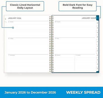 Blue Sky 2026 Weekly & Monthly Planner Calendar, 8.5"x11", Bakah Blue
