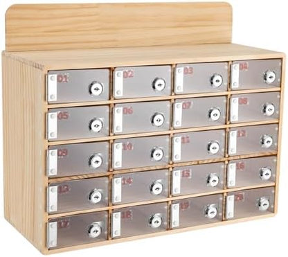 Cell Phone Locker Box,20 Slots Cell Phone Storage Locker, Clear Acrylic Storage Cabinet with Lock for School Factory Office