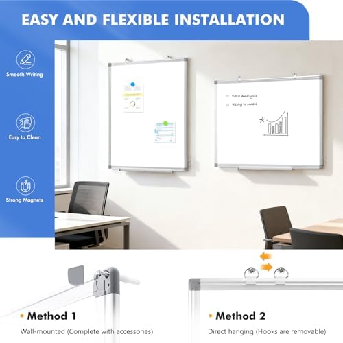 Double-Sided White Board Dry Erase Magnetic Whiteboard Wall 24x18, 2-Pack